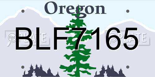BLF7165 Oregon License Plate