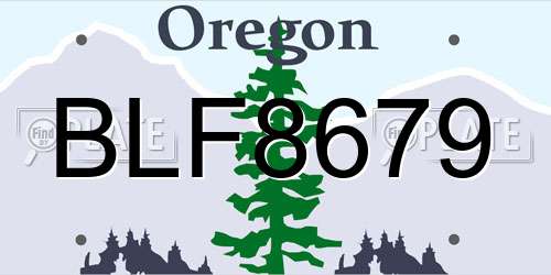 BLF8679 Oregon License Plate