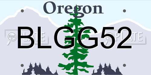 BLGG52 Oregon License Plate