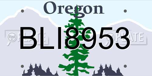 BLI8953 Oregon License Plate