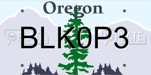 BLK0P3 Oregon License Plate