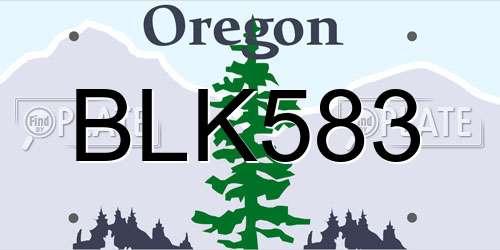 BLK583 Oregon License Plate
