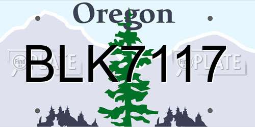 BLK7117 Oregon License Plate