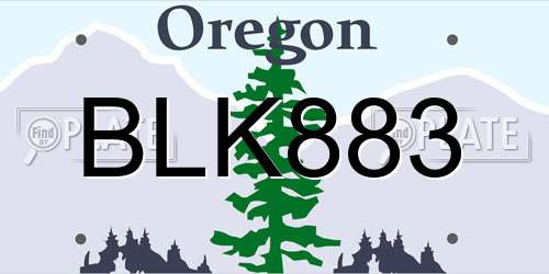 BLK883 Oregon License Plate