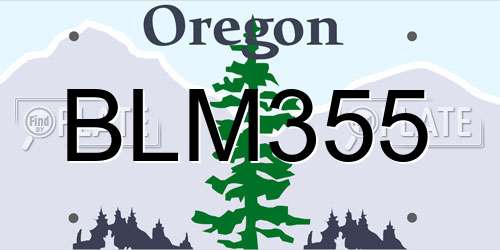 BLM355 Oregon License Plate