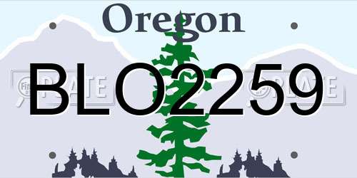 BLO2259 Oregon License Plate