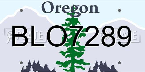 BLO7289 Oregon License Plate