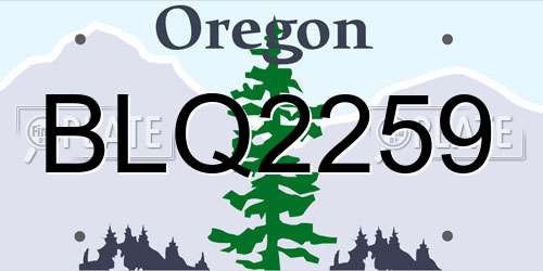 BLQ2259 Oregon License Plate