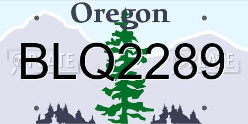 BLQ2289 Oregon License Plate