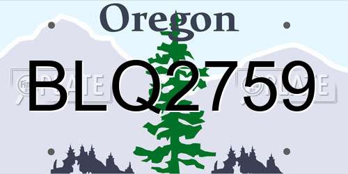 BLQ2759 Oregon License Plate