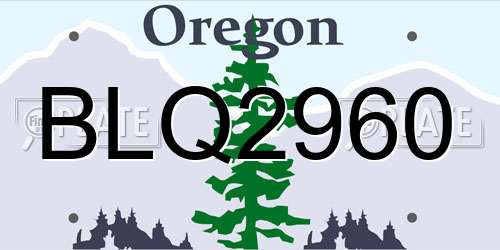 BLQ2960 Oregon License Plate