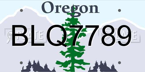 BLQ7789 Oregon License Plate
