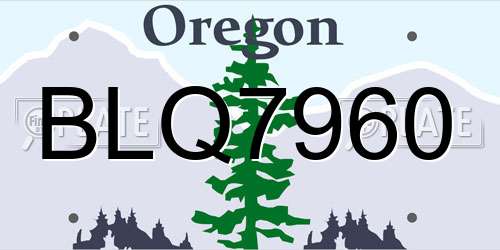 BLQ7960 Oregon License Plate