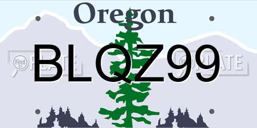 BLQZ99 Oregon License Plate