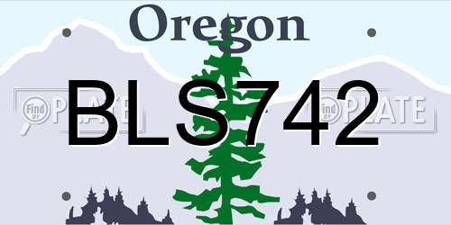 BLS742 Oregon License Plate