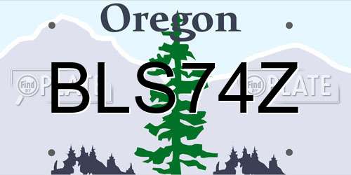 BLS74Z Oregon License Plate