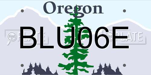 BLU06E Oregon License Plate