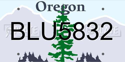 BLU5832 Oregon License Plate