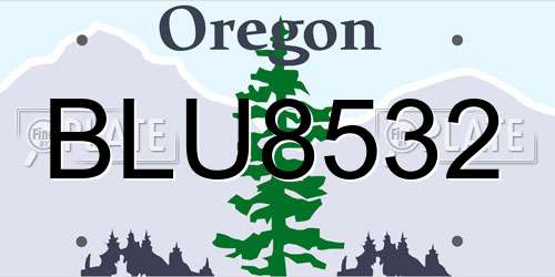 BLU8532 Oregon License Plate