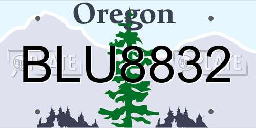 BLU8832 Oregon License Plate