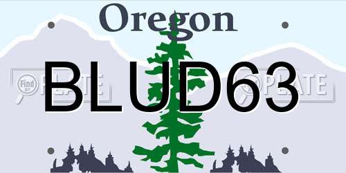 BLUD63 Oregon License Plate