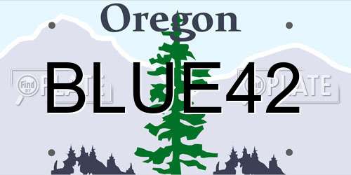 BLUE42 Oregon License Plate
