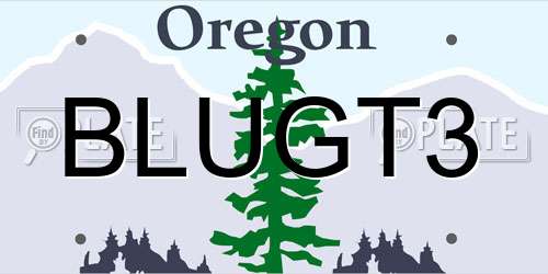 BLUGT3 Oregon License Plate