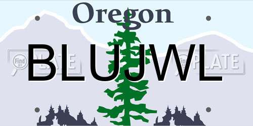 BLUJWL Oregon License Plate