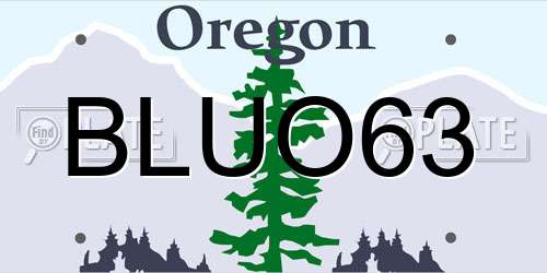 BLUO63 Oregon License Plate