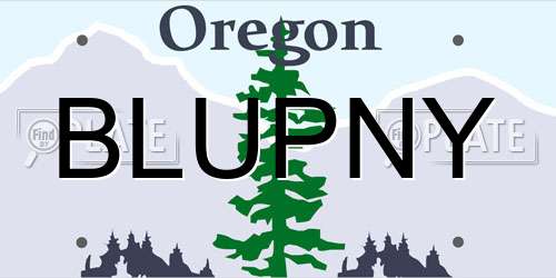 BLUPNY Oregon License Plate