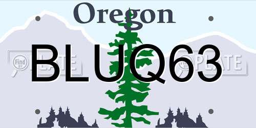 BLUQ63 Oregon License Plate