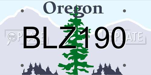 BLZ190 Oregon License Plate