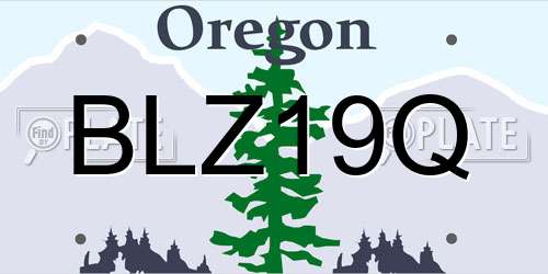 BLZ19Q Oregon License Plate