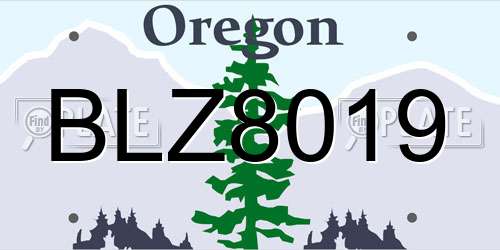 BLZ8019 Oregon License Plate