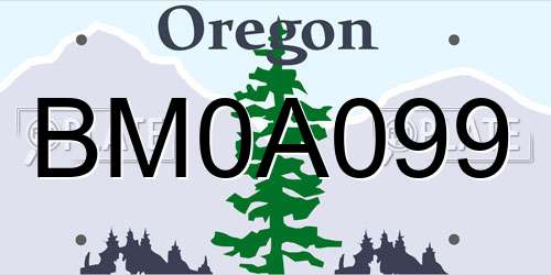 BM0A099 Oregon License Plate