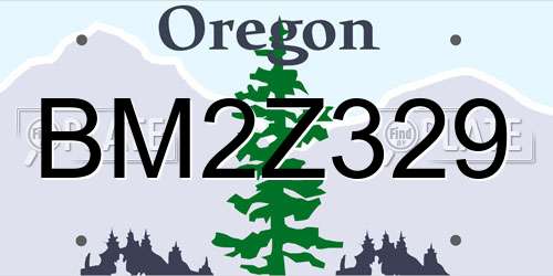 BM2Z329 Oregon License Plate