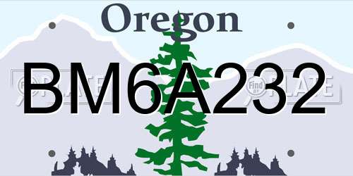 BM6A232 Oregon License Plate