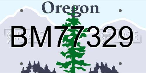 BM77329 Oregon License Plate