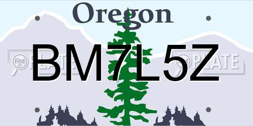 BM7L5Z Oregon License Plate