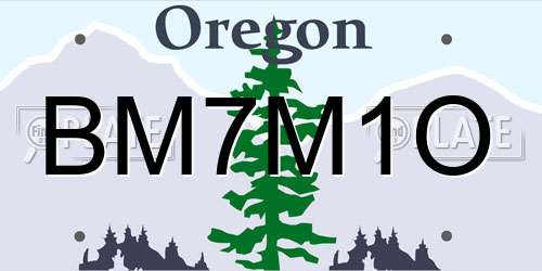 BM7M1O Oregon License Plate