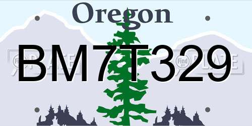BM7T329 Oregon License Plate