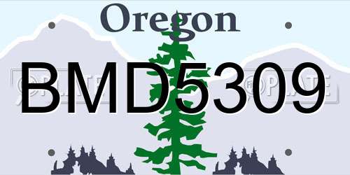 BMD5309 Oregon License Plate