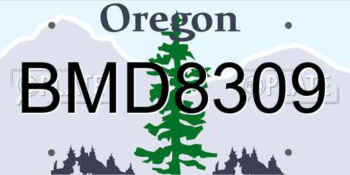 BMD8309 Oregon License Plate