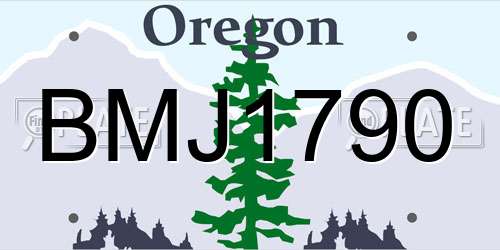 BMJ1790 Oregon License Plate