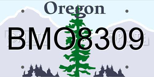 BMO8309 Oregon License Plate