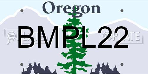 BMPL22 Oregon License Plate
