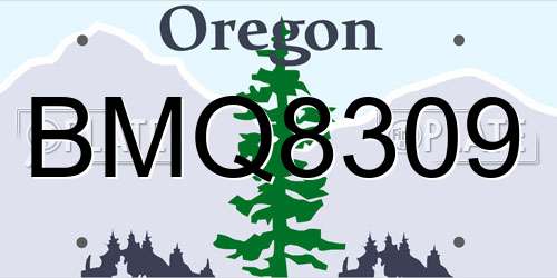 BMQ8309 Oregon License Plate