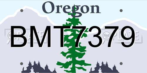 BMT7379 Oregon License Plate
