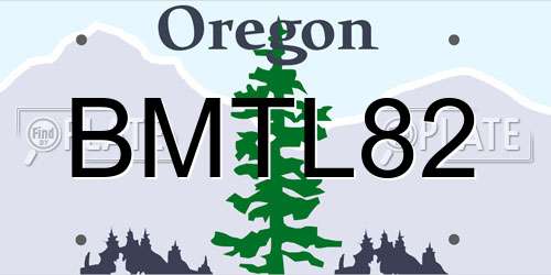 BMTL82 Oregon License Plate