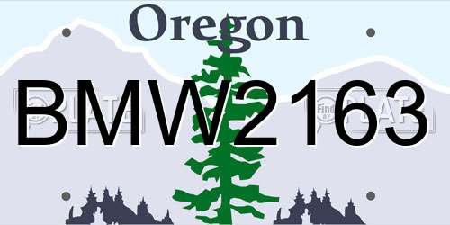 BMW2163 Oregon License Plate
